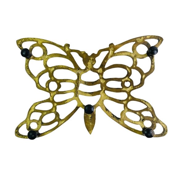 Vintage Brass Butterfly Trivet Hot Pad or Wall Hanging 8.5” x 6” - Picture 3 of 4